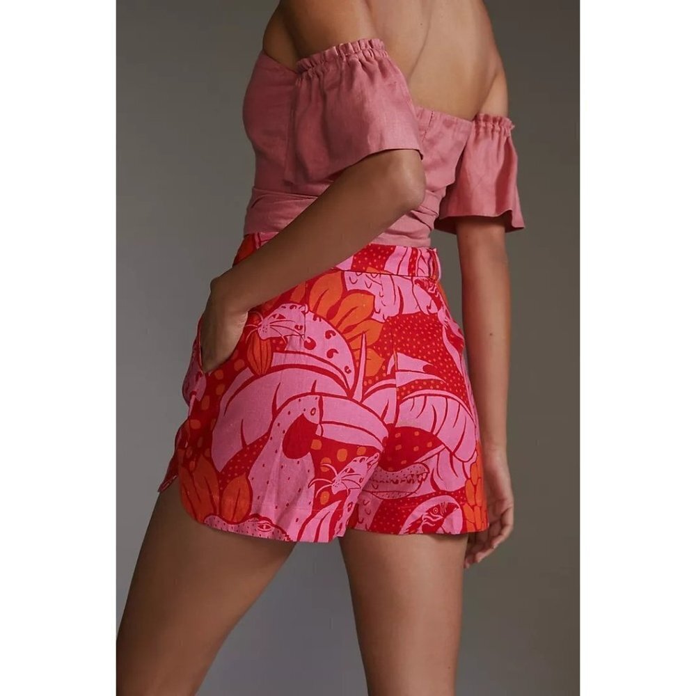 Farm x Anthropologie Tropical Print Shorts Tropical Jungle Size L NWT - Picture 2 of 11
